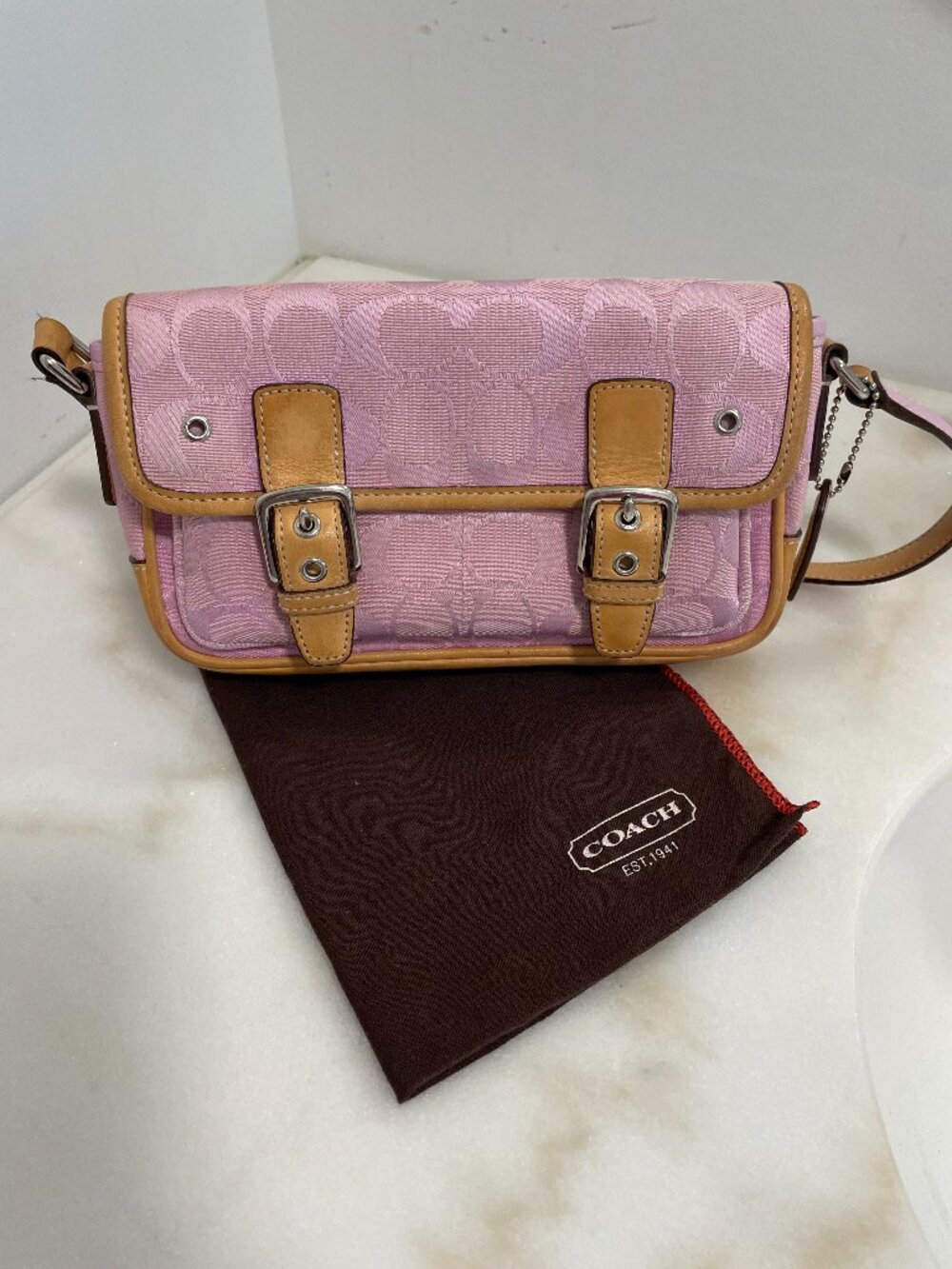 Coach Signature Mini Field Bag/Cross Body # 6844 Lt. Pink Vintage Y2K